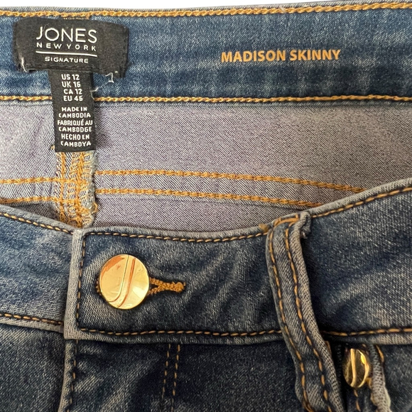 Jones New York Signature Madison Skinny Jeans Blue Stretch Denim Women’s 12 - Picture 3 of 14